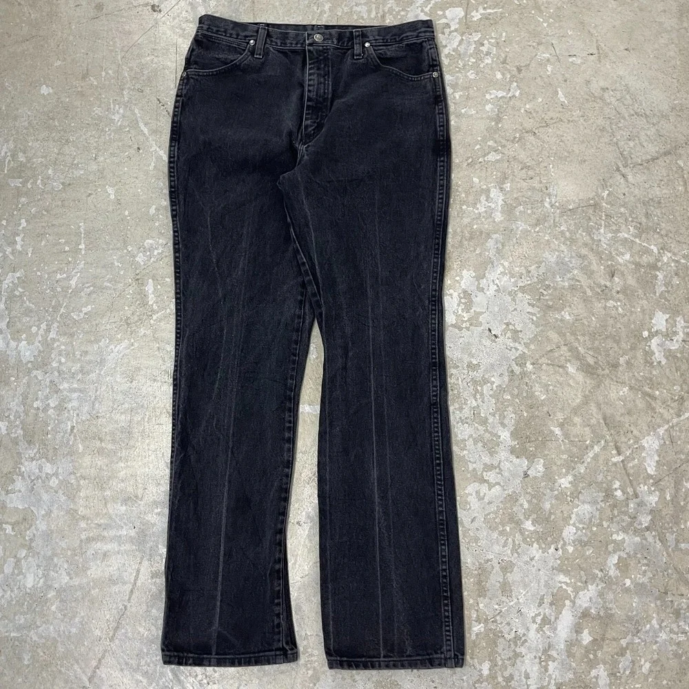 Vintage Wrangler Jeans 36x34 Black Pants 933 Silver Cowboy Western Fits 35x32